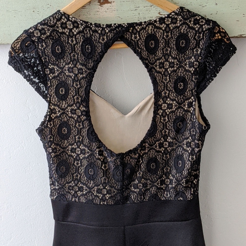 TRIXXI I Open-Backed Stretchy Black Lace A-Line Mini Dress, S - Picture 7 of 16